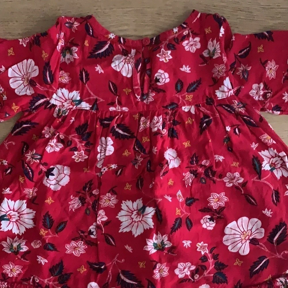 Toddler Girls Red Floral Flounce Tier Dress